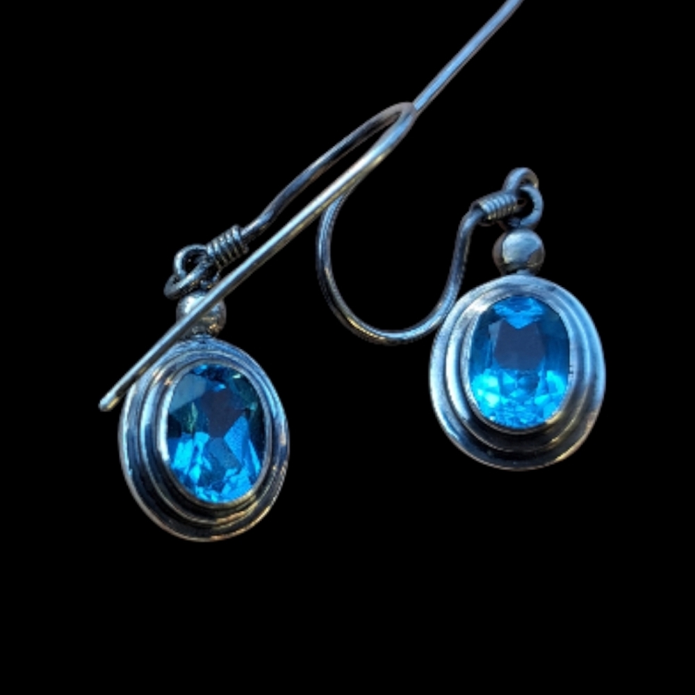 Blue topaz sterling silver earrings